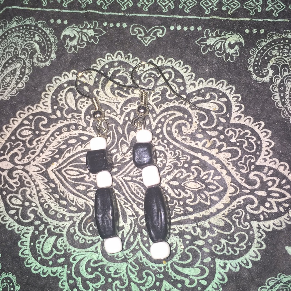 Black and white glass beaded earrings (3/$10)